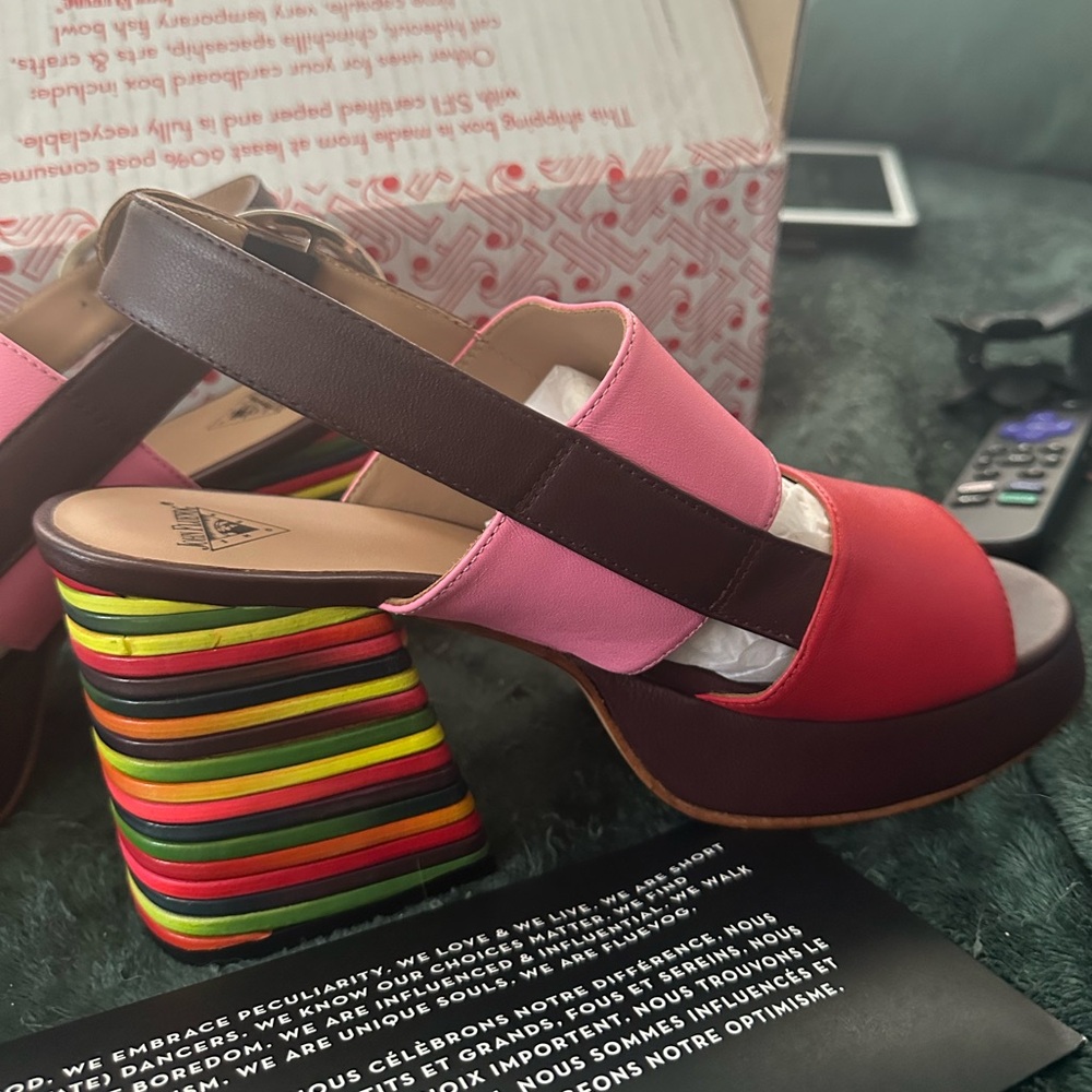 Brand New just out of the box to photograph. John Fluevog Sandles. Sz. 11.